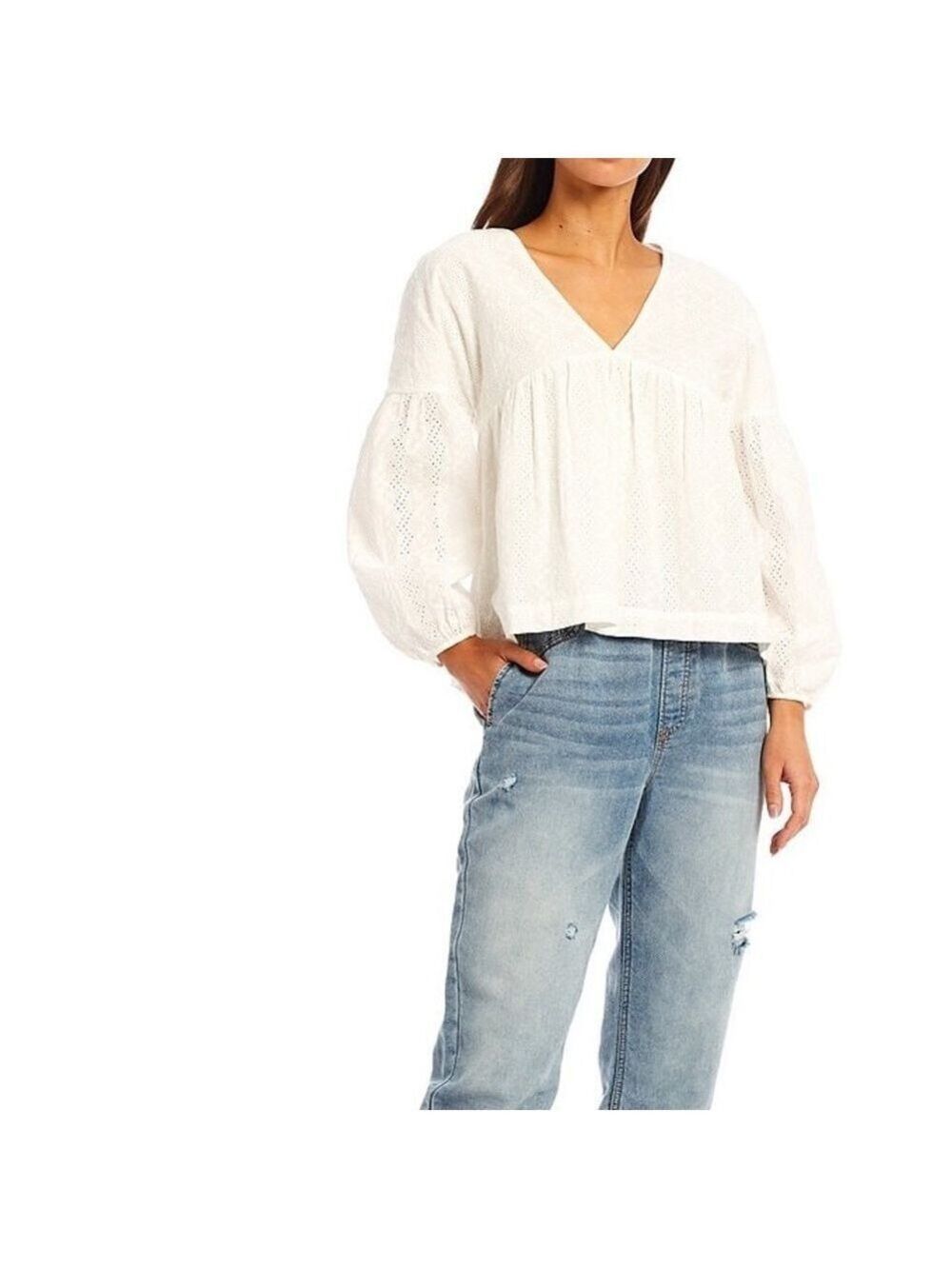 White Eyelet Babydoll Top by Every - Multiple - Picture 4 of 12